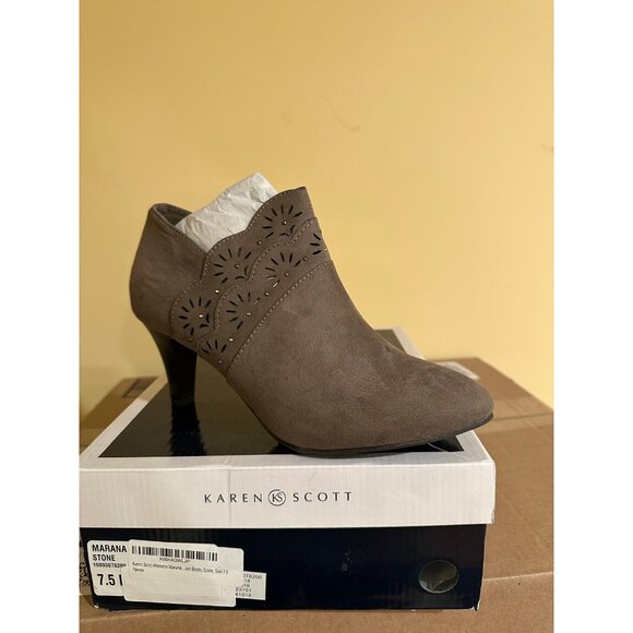 Karen Scott Womens Marana Almond Toe Ankle Fashion Boots Stone Gray Size 7.5 - Picture 3 of 3
